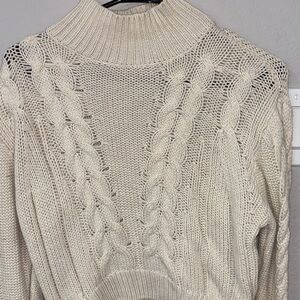 Aeropostale Cream Cable Turtleneck Sweater